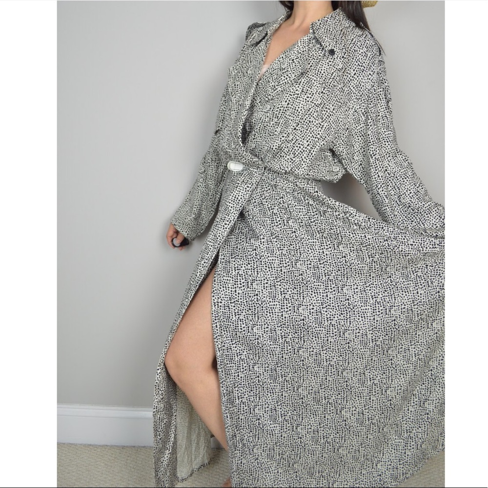 Vintage silk one of a kind trench dress animal M